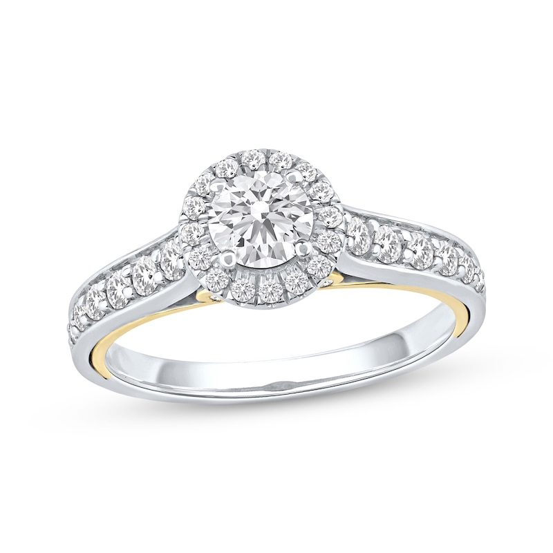 Main Image 1 of Now + Forever Round-Cut Diamond Halo Engagement Ring 1 ct tw 14K Two-Tone Gold