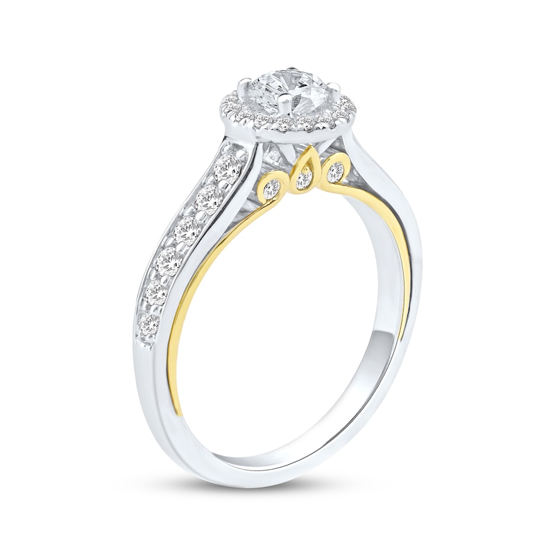 Main Image 2 of Now + Forever Round-Cut Diamond Halo Engagement Ring 1 ct tw 14K Two-Tone Gold