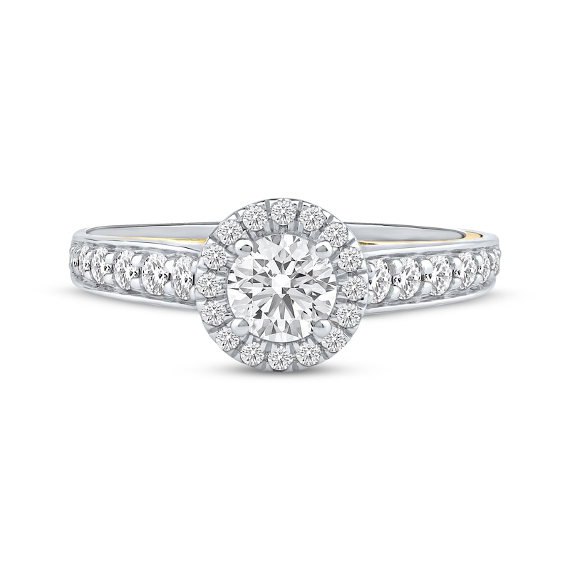 Main Image 3 of Now + Forever Round-Cut Diamond Halo Engagement Ring 1 ct tw 14K Two-Tone Gold