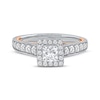 Thumbnail Image 3 of Now + Forever Princess-Cut Diamond Halo Engagement Ring 1 ct tw 14K Two-Tone Gold