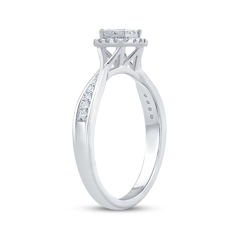 Main Image 2 of Now + Forever Princess-Cut Diamond Quad Halo Engagement Ring 1/3 ct tw 10K White Gold