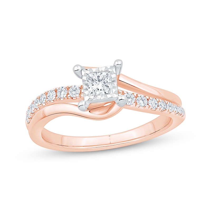 Main Image 1 of Now + Forever Princess-Cut Diamond Engagement Ring 3/8 ct tw 14K Rose Gold