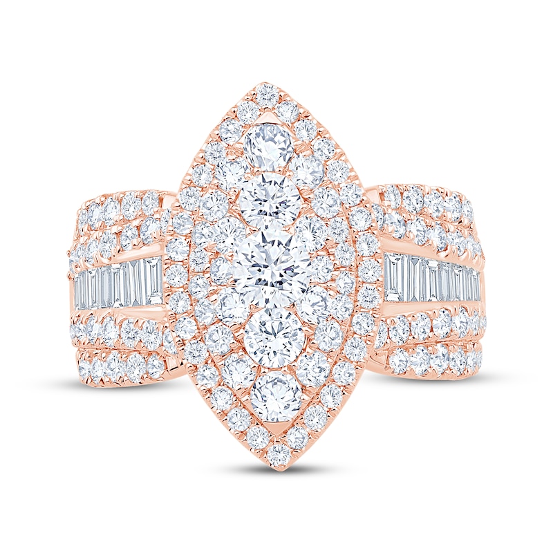 Main Image 3 of Now + Forever Multi-Diamond Center Marquise Double Halo Engagement Ring 2-1/4 ct tw 14K Rose Gold