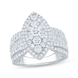 Now + Forever Multi-Diamond Center Marquise Halo Engagement Ring 2-1/4 ct tw 14K White Gold