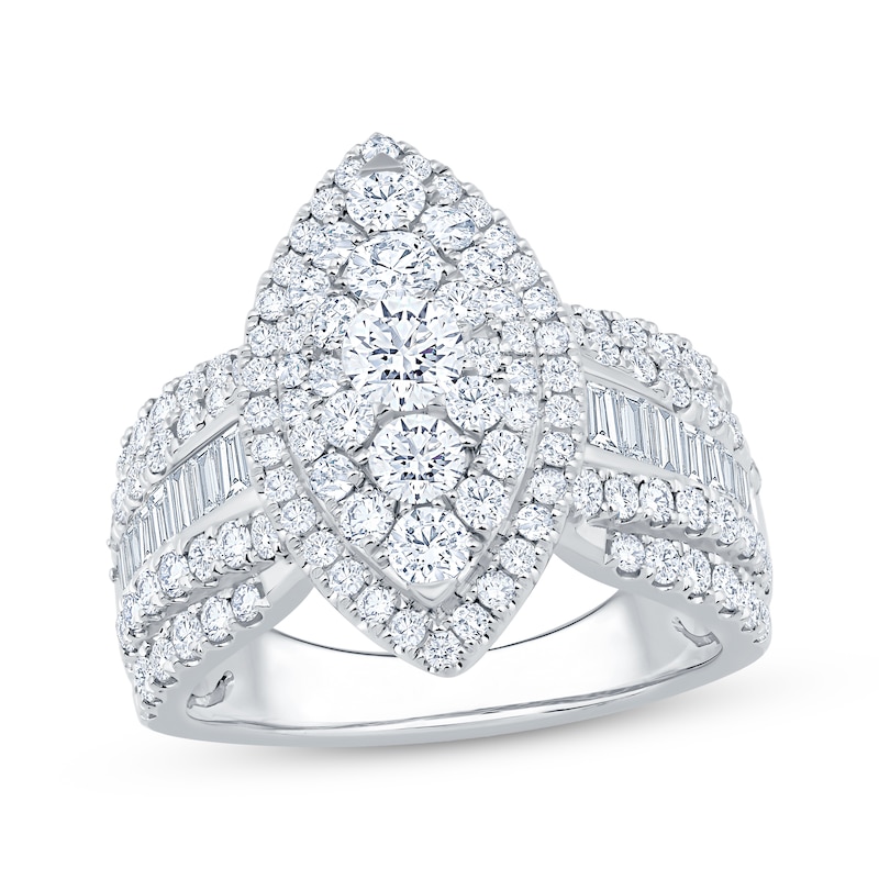Main Image 1 of Now + Forever Multi-Diamond Center Marquise Halo Engagement Ring 2-1/4 ct tw 14K White Gold
