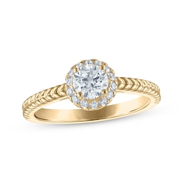 Now + Forever Round-Cut Diamond Halo Braided Shank Engagement Ring 5/8 ct tw 14K Yellow Gold