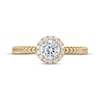 Thumbnail Image 3 of Now + Forever Round-Cut Diamond Halo Braided Shank Engagement Ring 5/8 ct tw 14K Yellow Gold