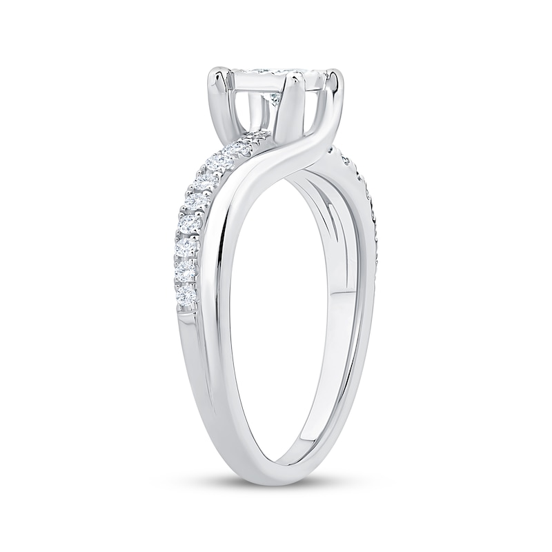 Main Image 2 of Now + Forever Princess-Cut Diamond Bypass Engagement Ring 3/8 ct tw 14K White Gold