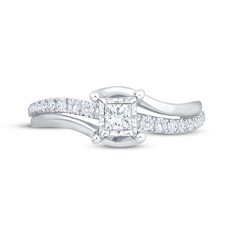 Main Image 3 of Now + Forever Princess-Cut Diamond Bypass Engagement Ring 3/8 ct tw 14K White Gold