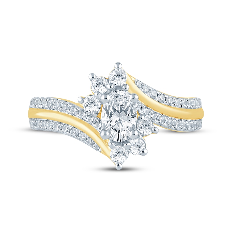 Main Image 3 of Now + Forever Oval-Cut Diamond Bypass Engagement Ring 7/8 ct tw 14K Yellow Gold