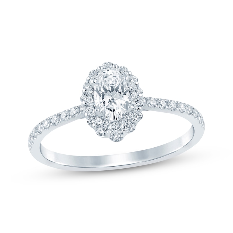 Main Image 1 of Now + Forever Oval-Cut Diamond Double Halo Engagement Ring 7/8 ct tw 14K White Gold
