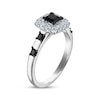 Thumbnail Image 2 of Now + Forever Princess-Cut Black Diamond & White Diamond Halo Engagement Ring 1-1/5 ct tw 14K White Gold