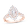 Thumbnail Image 1 of Now + Forever Marquise-Cut Diamond Double Halo Engagement Ring 1 ct tw 14K Rose Gold