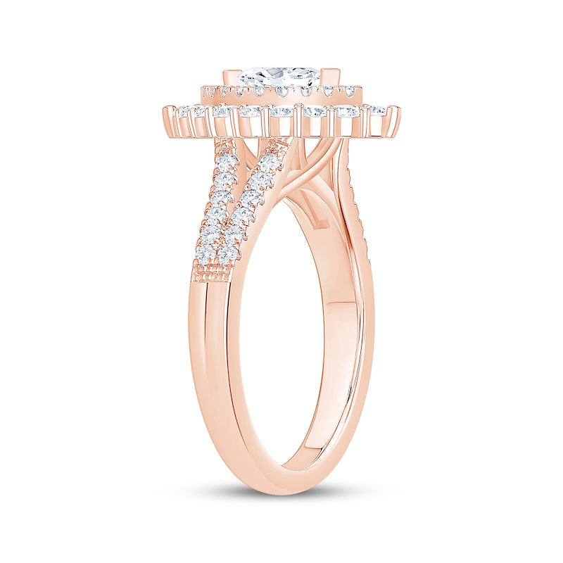 Main Image 2 of Now + Forever Marquise-Cut Diamond Double Halo Engagement Ring 1 ct tw 14K Rose Gold
