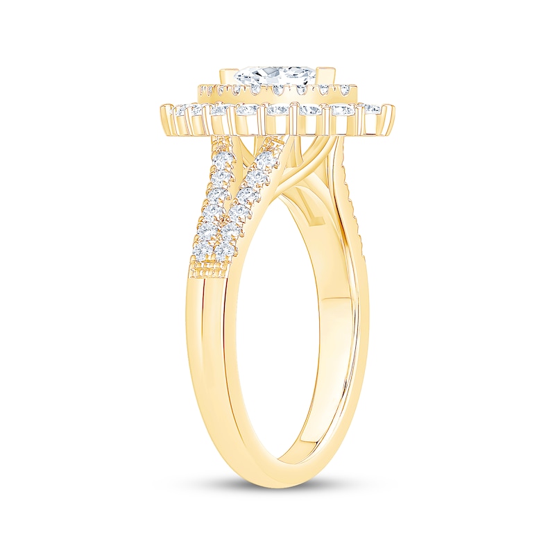 Main Image 2 of Now + Forever Marquise-Cut Diamond Double Halo Engagement Ring 1 ct tw 14K Yellow Gold