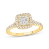 Thumbnail Image 1 of Now + Forever Multi-Diamond Cushion-Shaped Halo Engagement Ring 3/4 ct tw 10K Yellow Gold