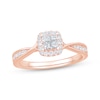 Thumbnail Image 1 of Now + Forever Princess-Cut Diamond Quad Halo Engagement Ring 1/3 ct tw 10K Rose Gold