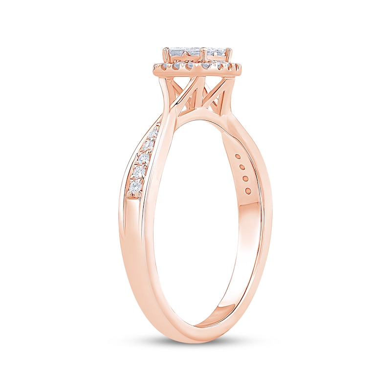Main Image 2 of Now + Forever Princess-Cut Diamond Quad Halo Engagement Ring 1/3 ct tw 10K Rose Gold