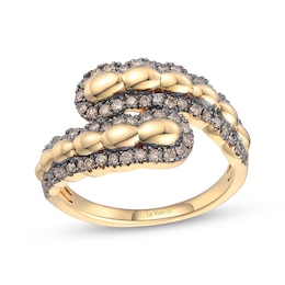 Le Vian Chocolate Waterfall Diamond Bypass Ring 1/2 ct tw 14K Honey Gold
