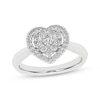 Thumbnail Image 1 of Now + Forever Princess & Round-Cut Multi-Diamond Heart-Shaped Halo Engagement Ring 1/2 ct tw 10K White Gold