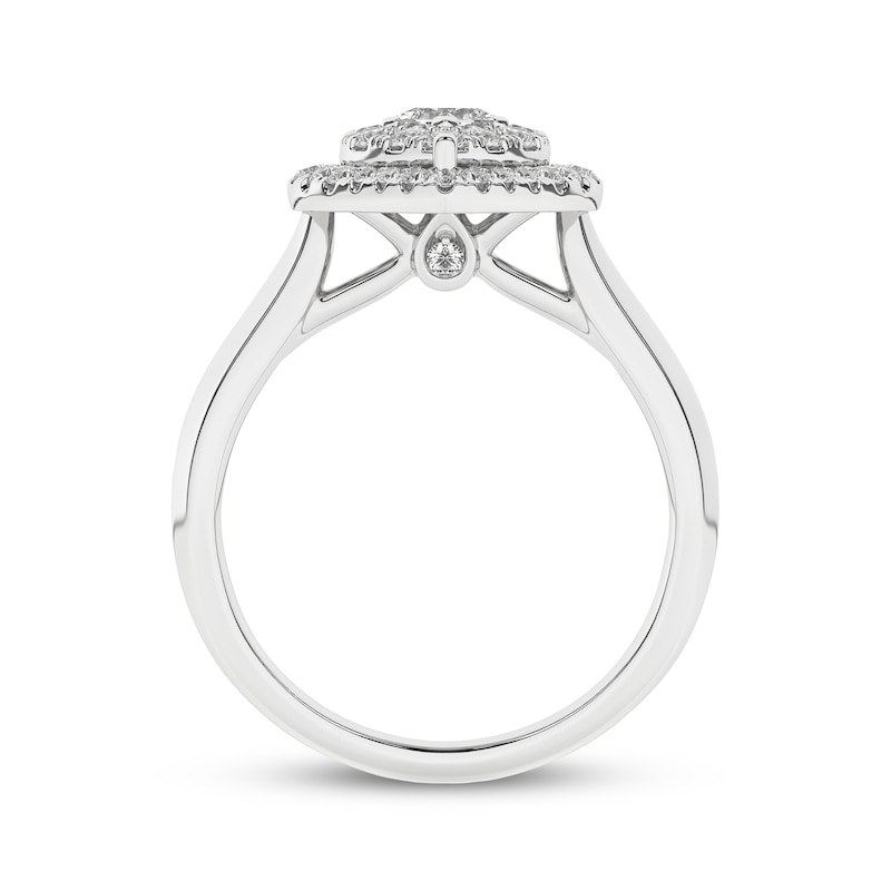 Main Image 4 of Now + Forever Princess & Round-Cut Multi-Diamond Heart-Shaped Halo Engagement Ring 1/2 ct tw 10K White Gold