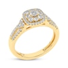Thumbnail Image 2 of Now + Forever Round-Cut Diamond Cushion Halo Engagement Ring 1/2 ct tw 10K Yellow Gold