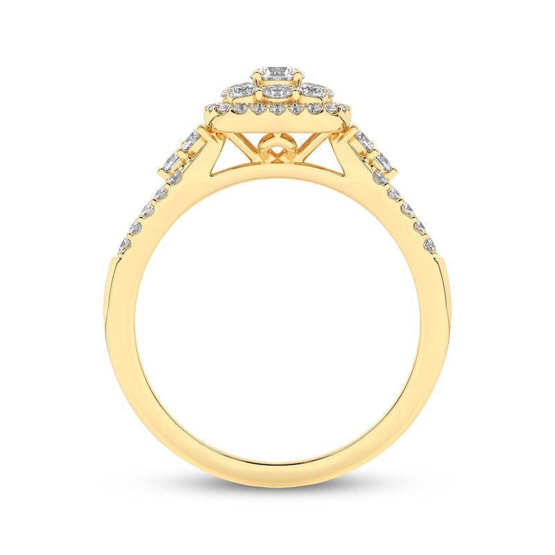 Main Image 4 of Now + Forever Round-Cut Diamond Cushion Halo Engagement Ring 1/2 ct tw 10K Yellow Gold