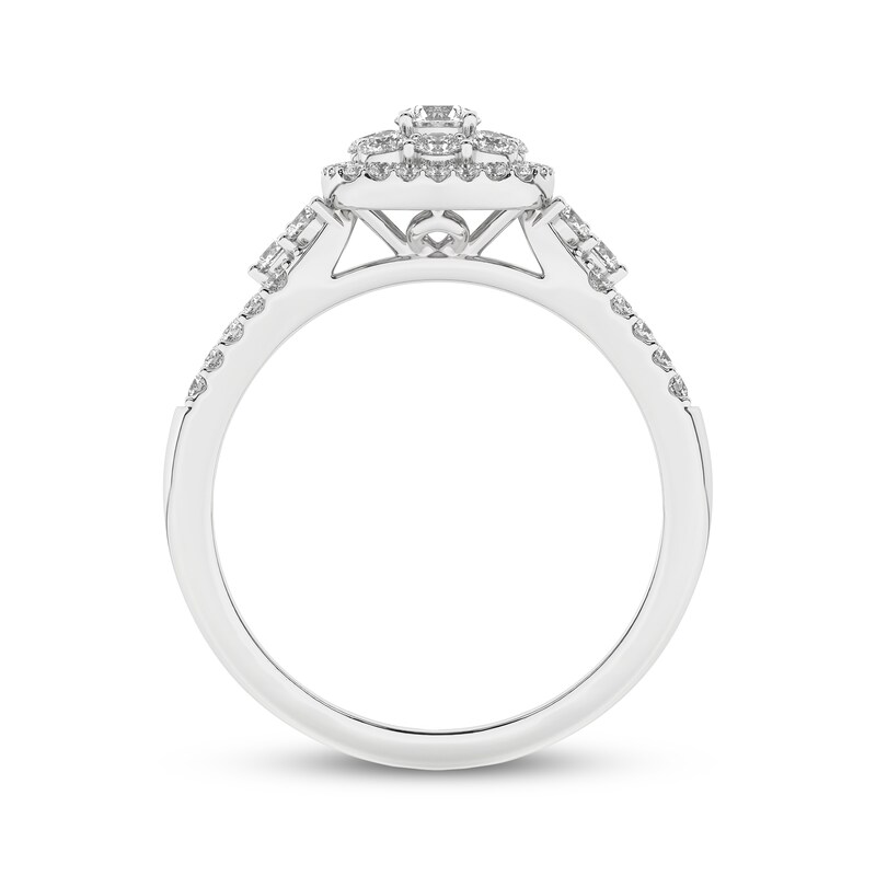 Main Image 4 of Now + Forever Round-Cut Diamond Cushion Halo Engagement Ring 1/2 ct tw 10K White Gold