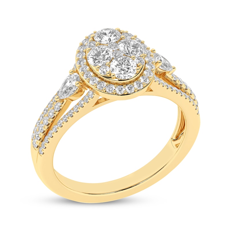 Main Image 2 of Now + Forever Multi-Diamond Center Oval Halo Engagement Ring 1 ct tw 14K Yellow Gold