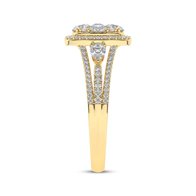 Main Image 3 of Now + Forever Multi-Diamond Center Oval Halo Engagement Ring 1 ct tw 14K Yellow Gold