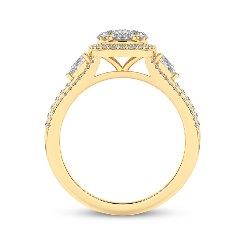 Main Image 4 of Now + Forever Multi-Diamond Center Oval Halo Engagement Ring 1 ct tw 14K Yellow Gold