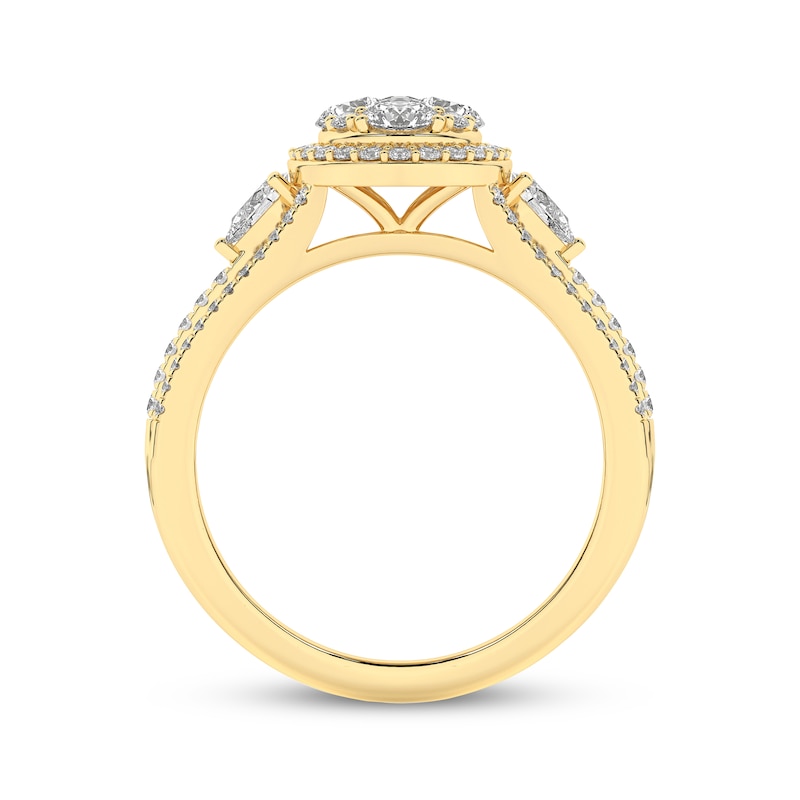 Main Image 5 of Now + Forever Multi-Diamond Center Oval Halo Engagement Ring 1 ct tw 14K Yellow Gold