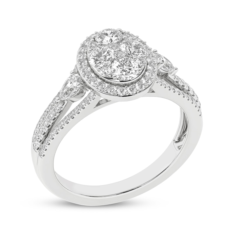 Main Image 2 of Now + Forever Multi-Diamond Center Oval Halo Engagement Ring 1 ct tw 14K White Gold