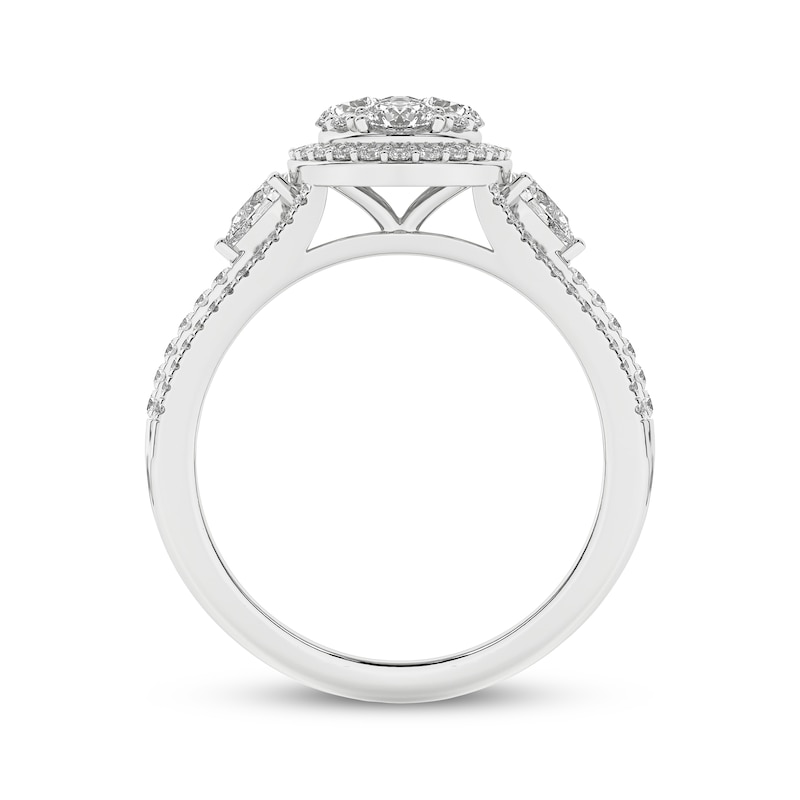 Main Image 4 of Now + Forever Multi-Diamond Center Oval Halo Engagement Ring 1 ct tw 14K White Gold
