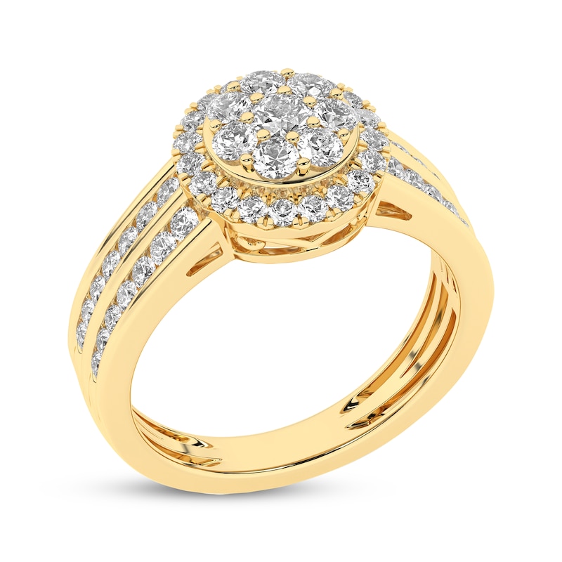 Main Image 2 of Now + Forever Multi-Diamond Center Halo Engagement Ring 1 ct tw 14K Yellow Gold