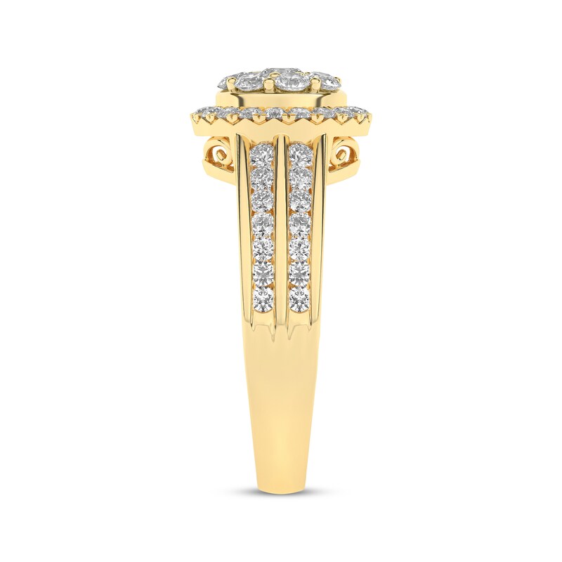 Main Image 3 of Now + Forever Multi-Diamond Center Halo Engagement Ring 1 ct tw 14K Yellow Gold
