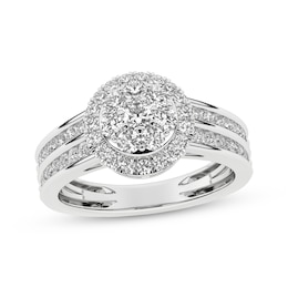 Now + Forever Multi-Diamond Center Halo Engagement Ring 1 ct tw 14K White Gold