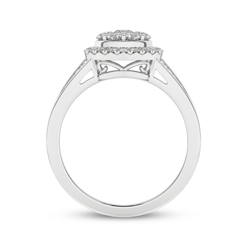 Main Image 4 of Now + Forever Multi-Diamond Center Halo Engagement Ring 1 ct tw 14K White Gold