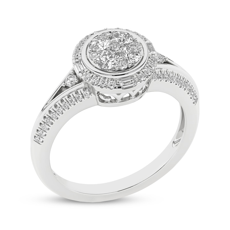 Main Image 2 of Now + Forever Multi-Diamond Center Halo Engagement Ring 1/2 ct tw 10K White Gold