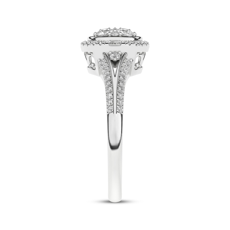 Main Image 3 of Now + Forever Multi-Diamond Center Halo Engagement Ring 1/2 ct tw 10K White Gold
