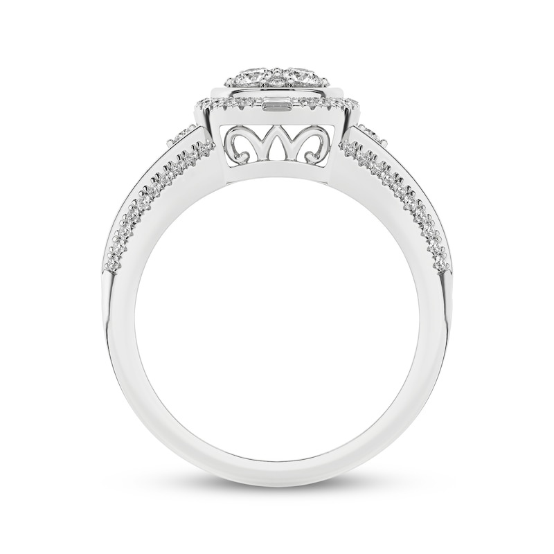 Main Image 4 of Now + Forever Multi-Diamond Center Halo Engagement Ring 1/2 ct tw 10K White Gold