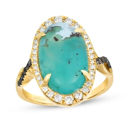Le Vian Oval-Cut Aquaprase Ring 1/3 ct tw Diamonds 14K Honey Gold