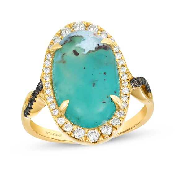 Le Vian Oval-Cut Aquaprase Ring 1/3 ct tw Diamonds 14K Honey Gold