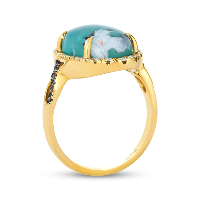 Main Image 2 of Le Vian Oval-Cut Aquaprase Ring 1/3 ct tw Diamonds 14K Honey Gold