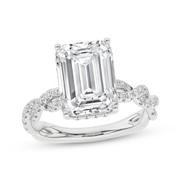 Now + Forever Lab-Grown Diamonds Emerald-Cut Engagement Ring 5-3/8 ct tw 14K White Gold