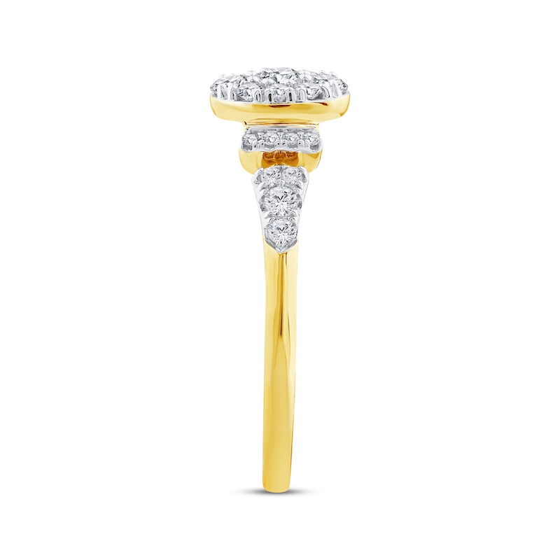 Main Image 2 of Now + Forever Multi-Diamond Center Oval-Shaped Engagement Ring 1/2 ct tw 10K Yellow Gold