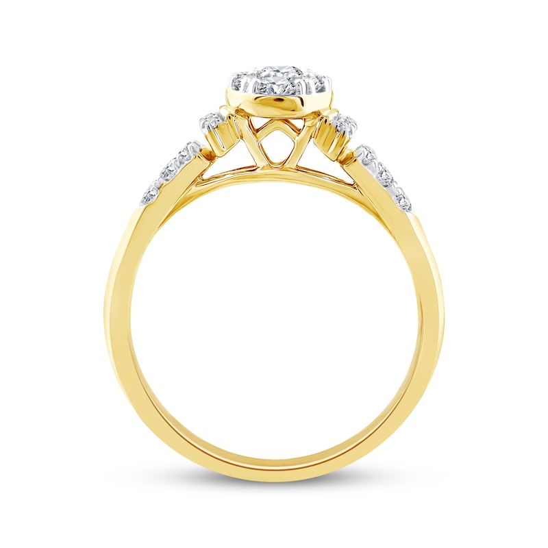 Main Image 3 of Now + Forever Multi-Diamond Center Oval-Shaped Engagement Ring 1/2 ct tw 10K Yellow Gold