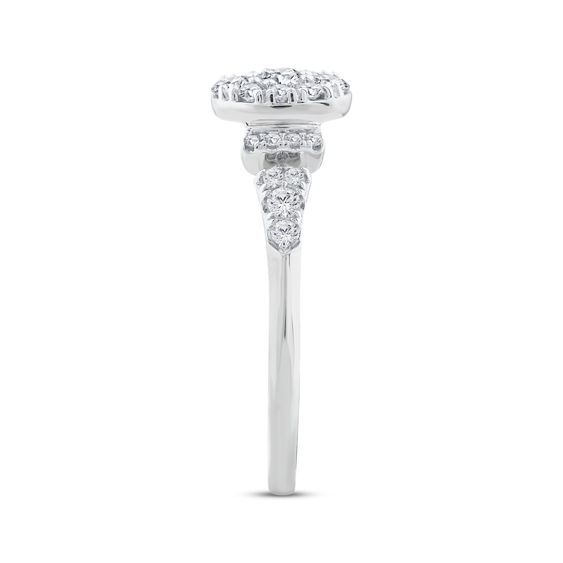 Main Image 2 of Now + Forever Multi-Diamond Center Oval-Shaped Engagement Ring 1/2 ct tw 10K White Gold