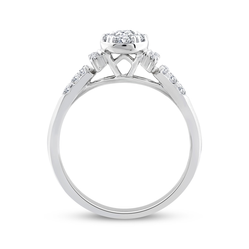 Main Image 3 of Now + Forever Multi-Diamond Center Oval-Shaped Engagement Ring 1/2 ct tw 10K White Gold