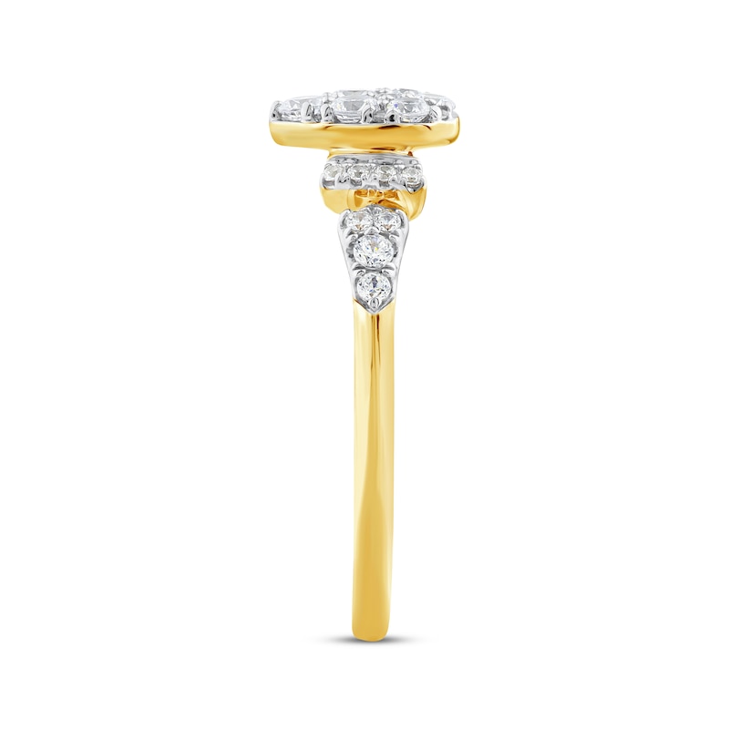Main Image 2 of Now + Forever Multi-Diamond Center Pear-Shaped Engagement Ring 1/2 ct tw 10K Yellow Gold